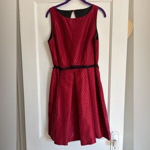 Danny & Nicole Burgundy Dress with Black Polka Dots